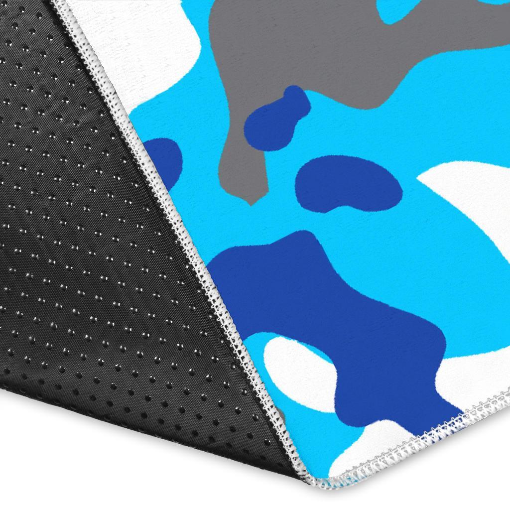 Blue Snow Camouflage Print Area Rug