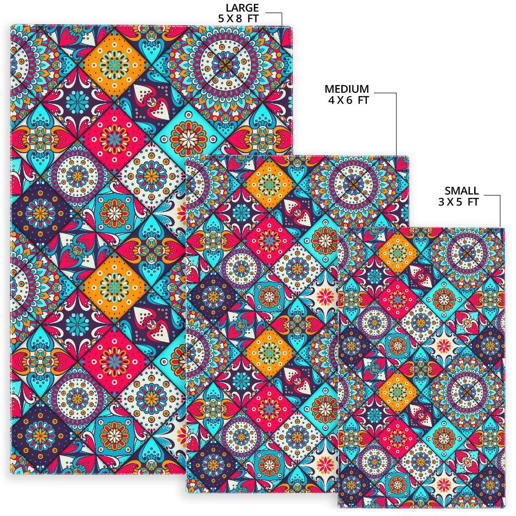 Bohemian Indian Mandala Patchwork Print Area Rug