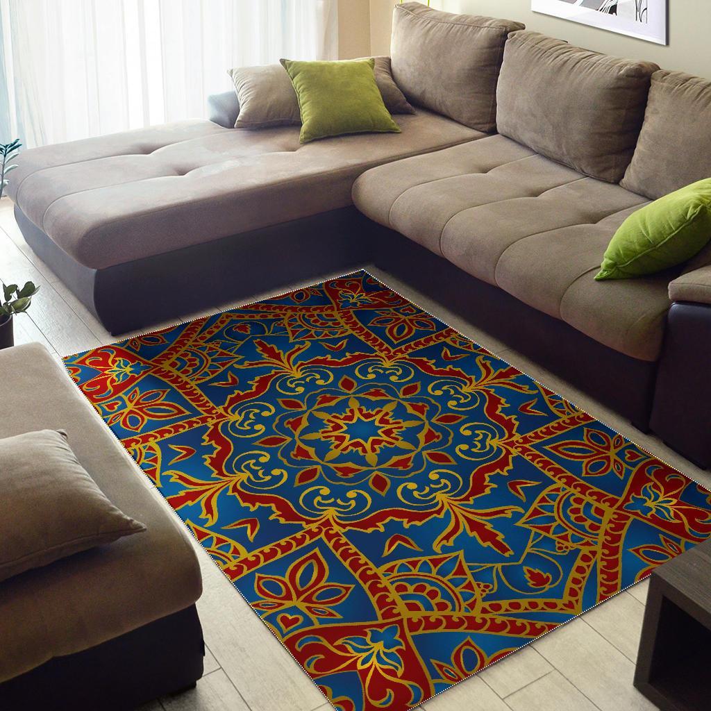 Bohemian Indian Mandala Pattern Print Area Rug