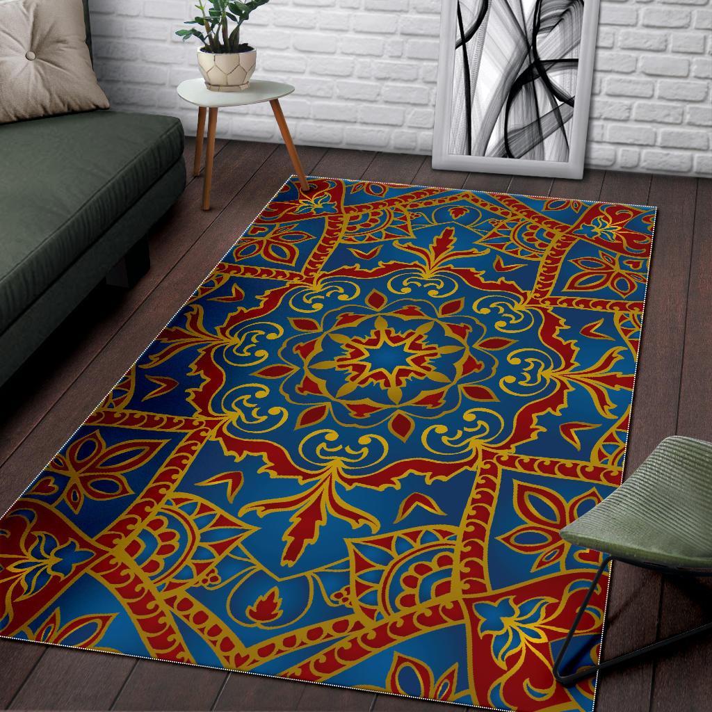 Bohemian Indian Mandala Pattern Print Area Rug