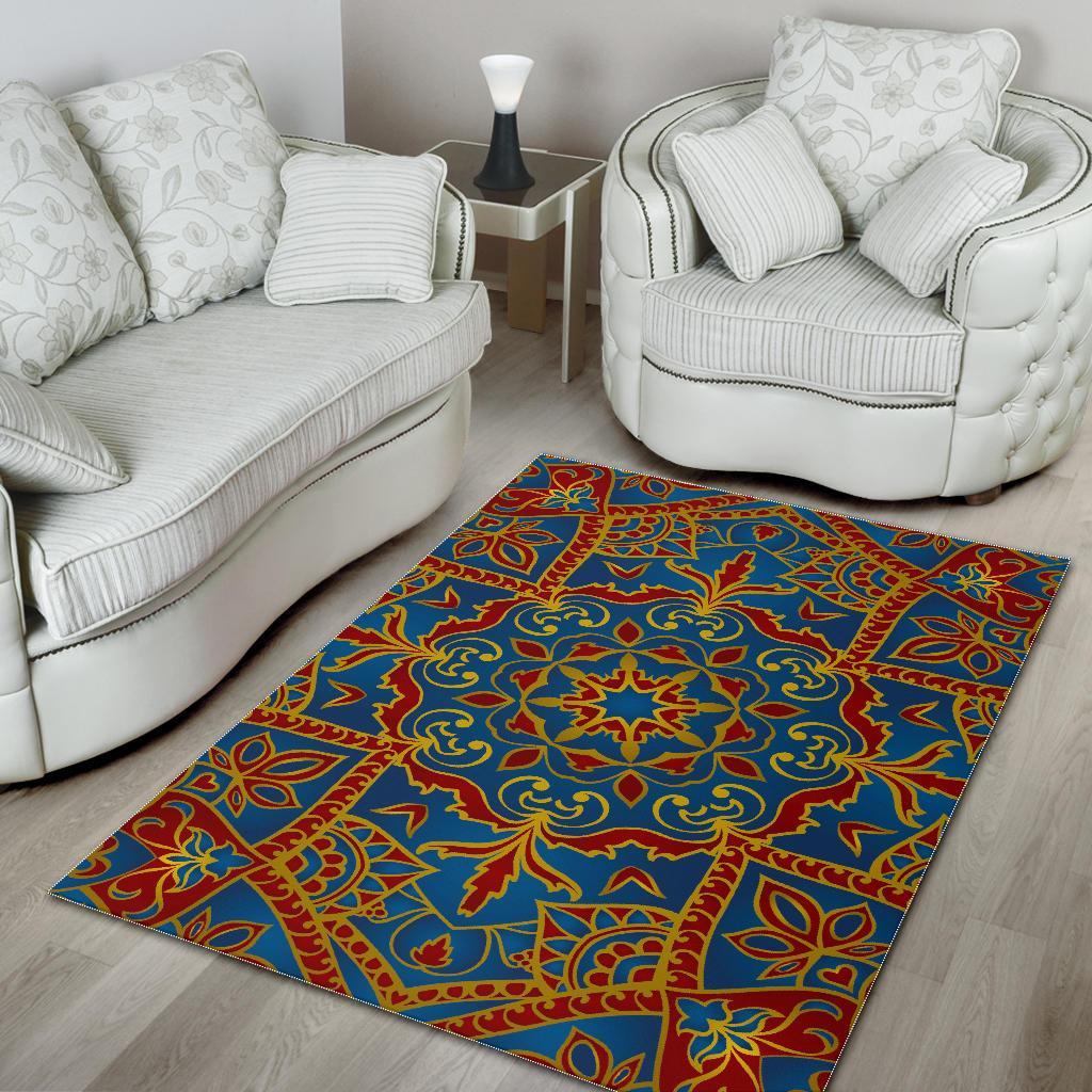 Bohemian Indian Mandala Pattern Print Area Rug