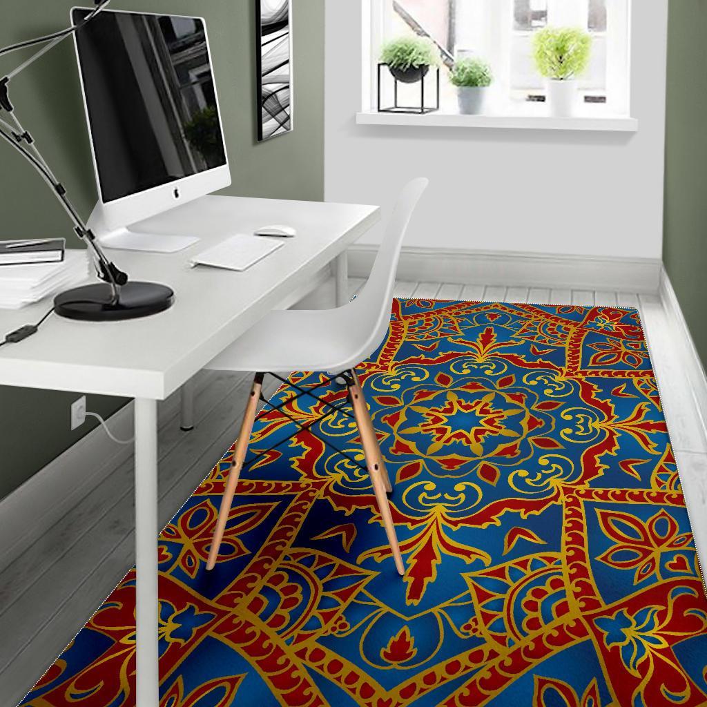 Bohemian Indian Mandala Pattern Print Area Rug