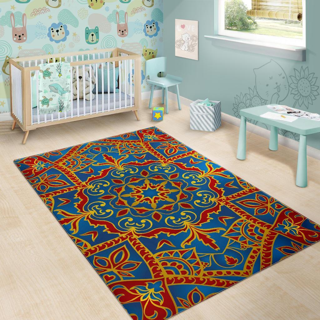 Bohemian Indian Mandala Pattern Print Area Rug