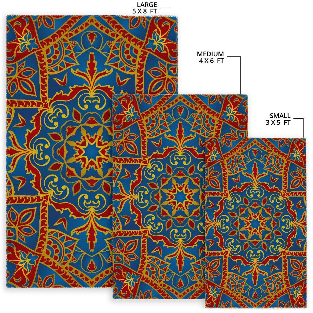 Bohemian Indian Mandala Pattern Print Area Rug