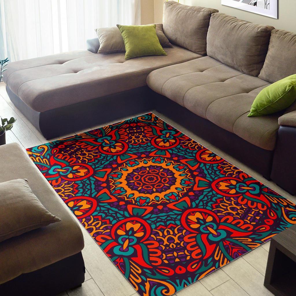 Bohemian Native Mandala Pattern Print Area Rug