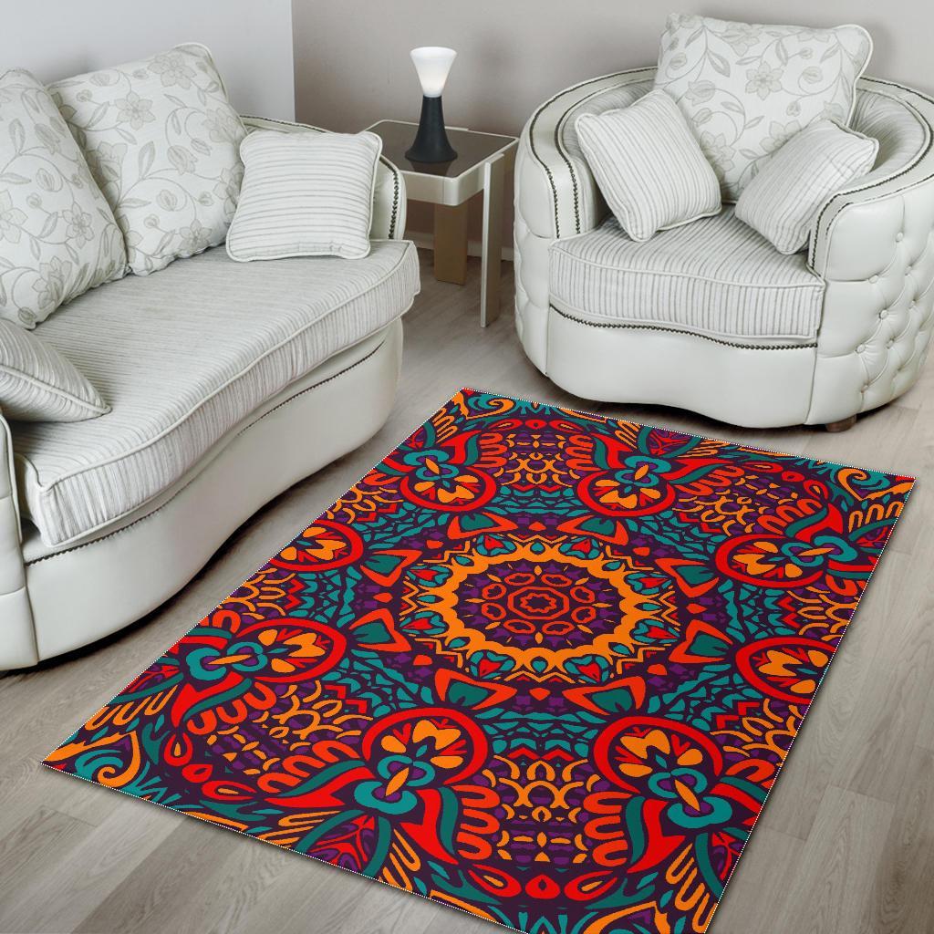 Bohemian Native Mandala Pattern Print Area Rug