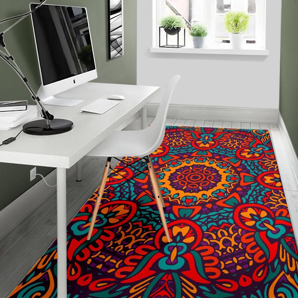 Bohemian Native Mandala Pattern Print Area Rug