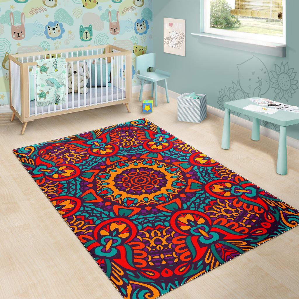 Bohemian Native Mandala Pattern Print Area Rug