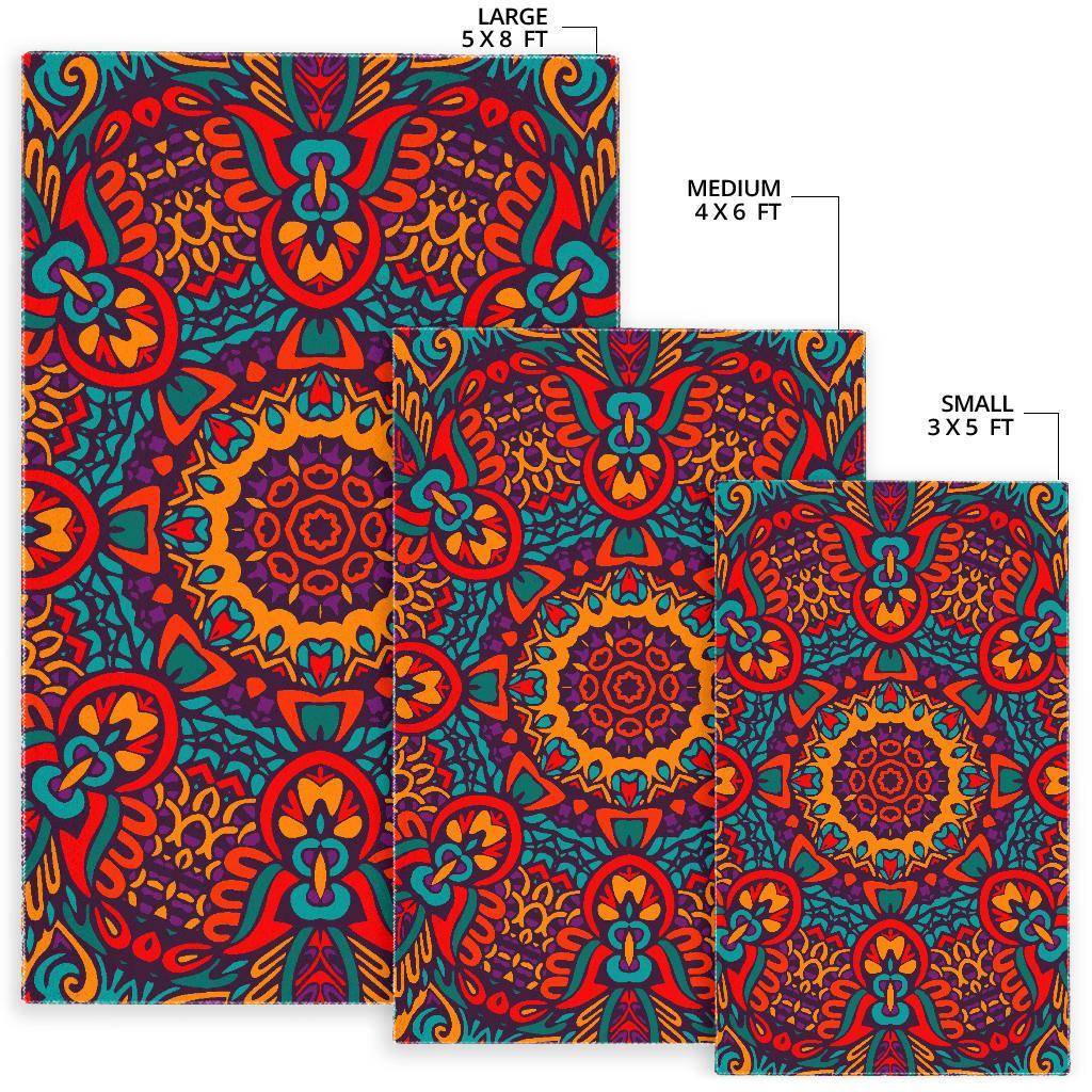 Bohemian Native Mandala Pattern Print Area Rug