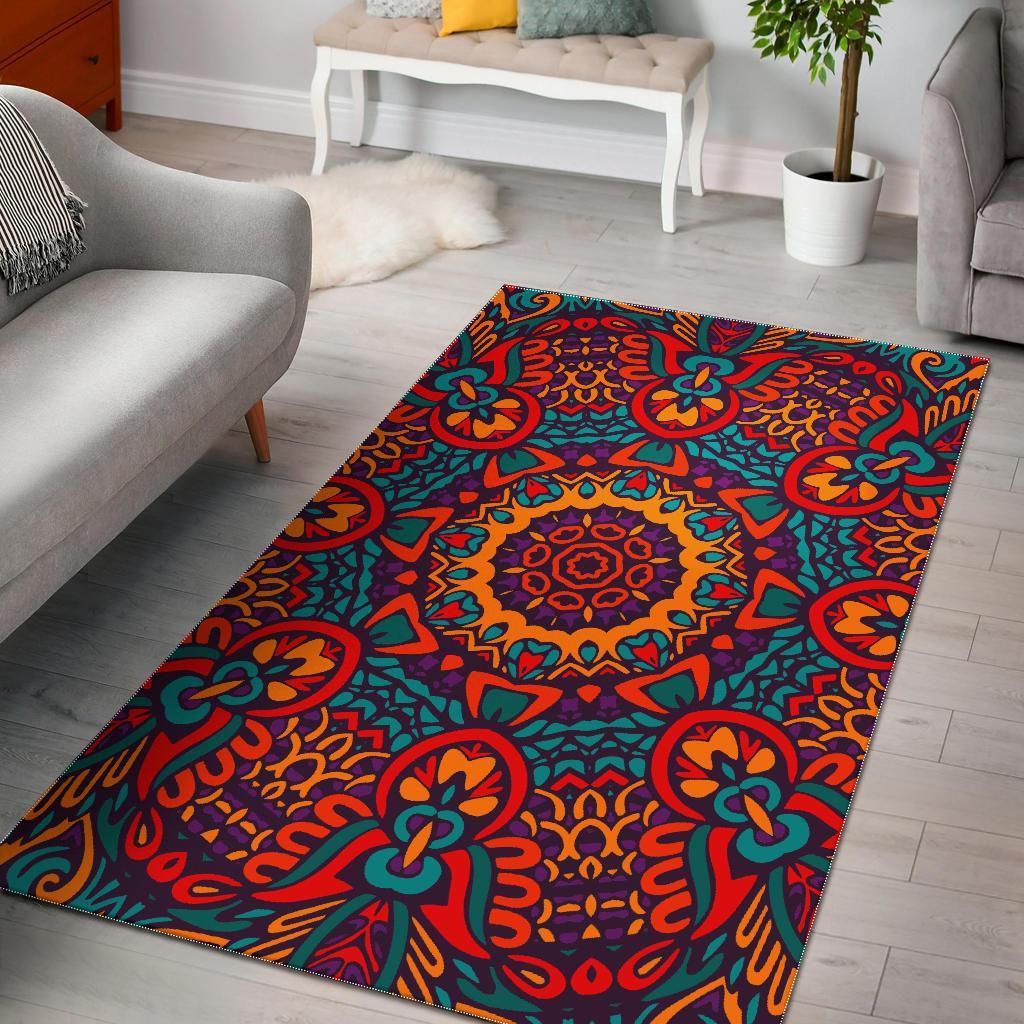 Bohemian Native Mandala Pattern Print Area Rug