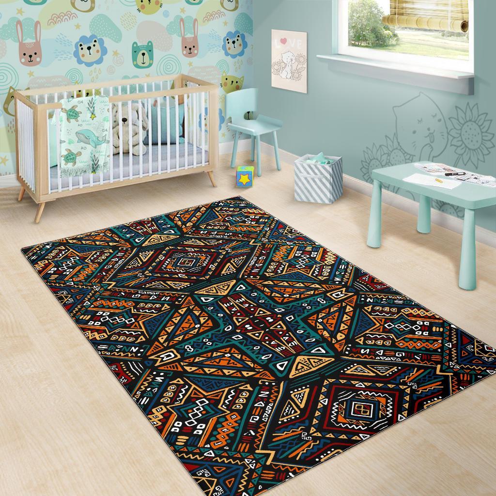 Boho Tribal Aztec Pattern Print Area Rug