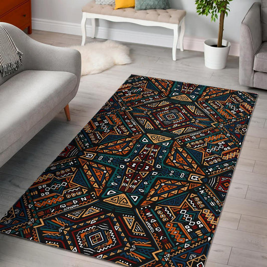 Boho Tribal Aztec Pattern Print Area Rug