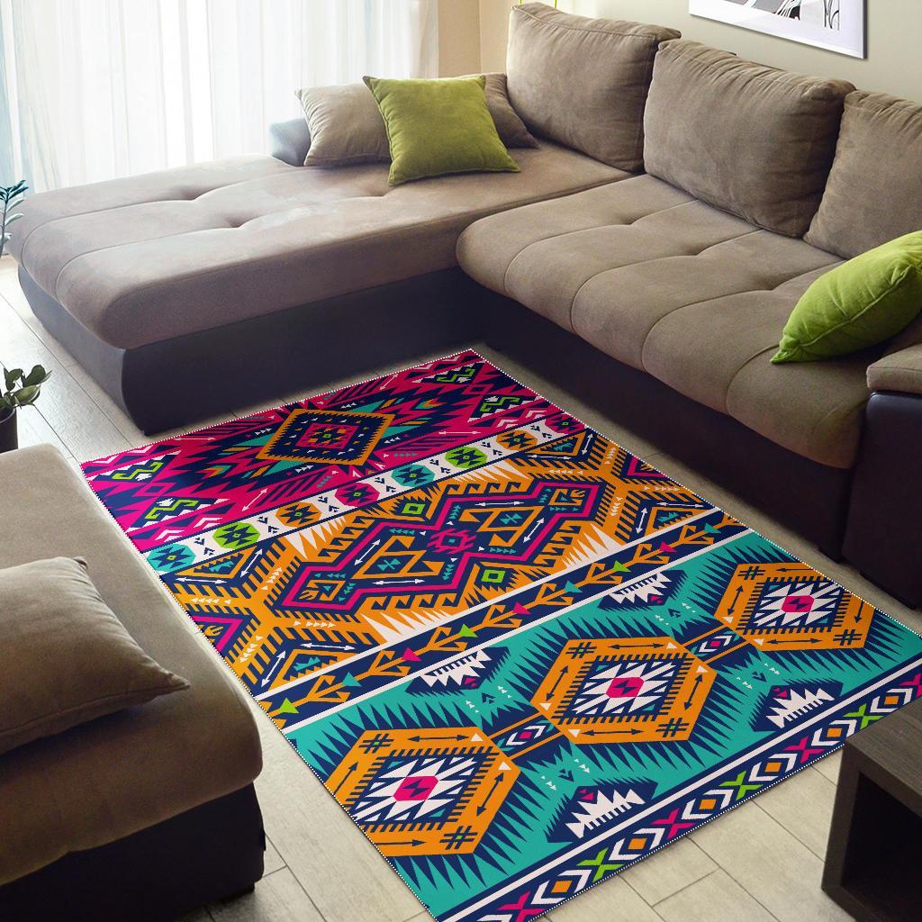 Bright Colors Aztec Pattern Print Area Rug