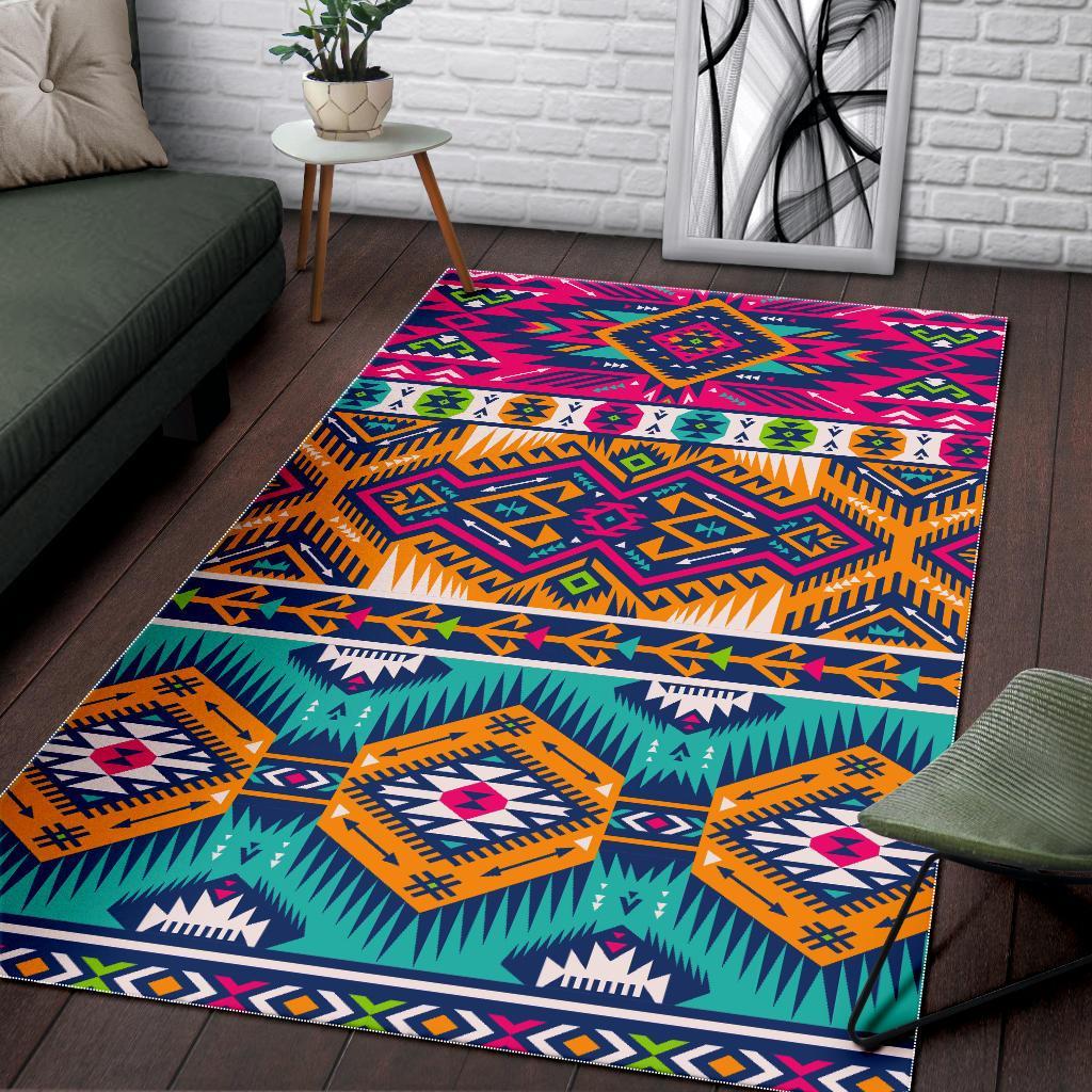 Bright Colors Aztec Pattern Print Area Rug