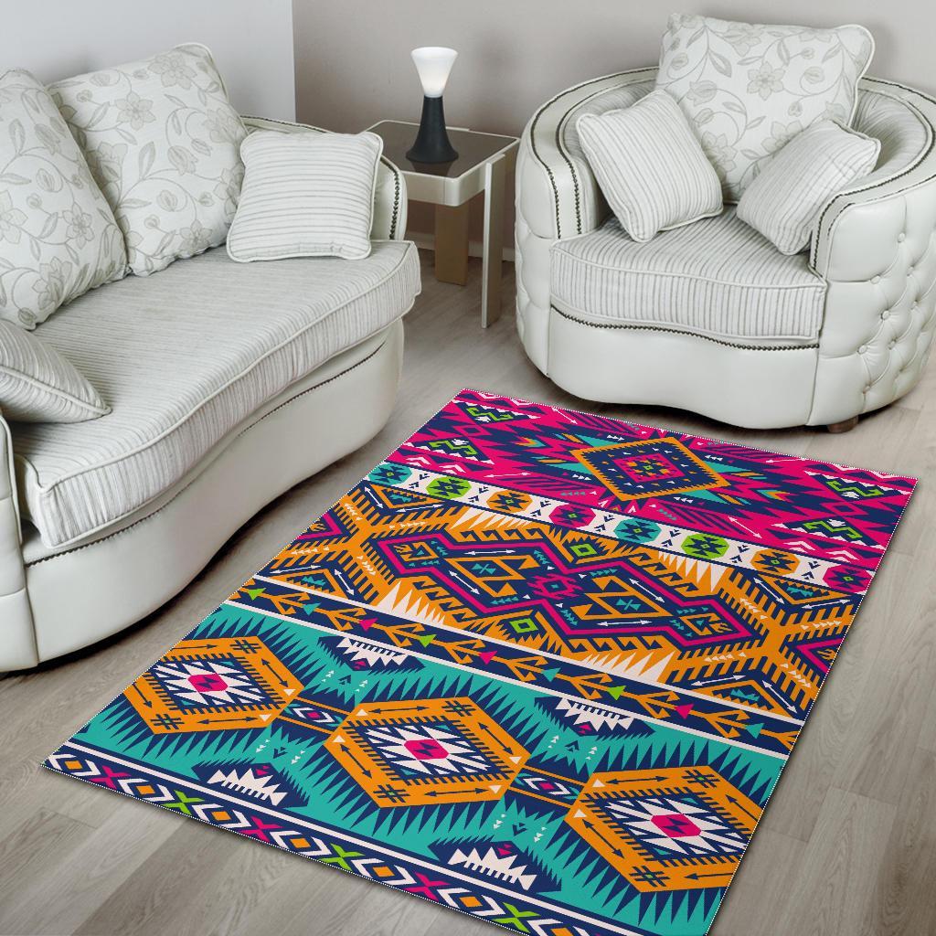 Bright Colors Aztec Pattern Print Area Rug