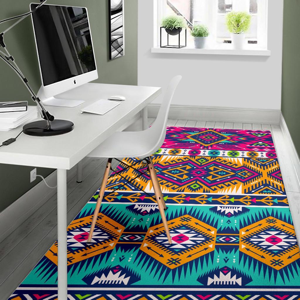 Bright Colors Aztec Pattern Print Area Rug