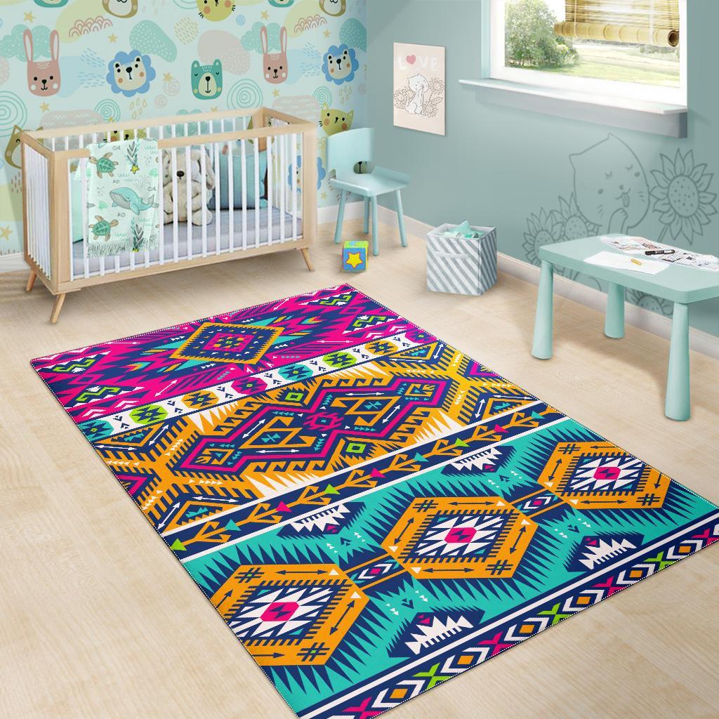 Bright Colors Aztec Pattern Print Area Rug