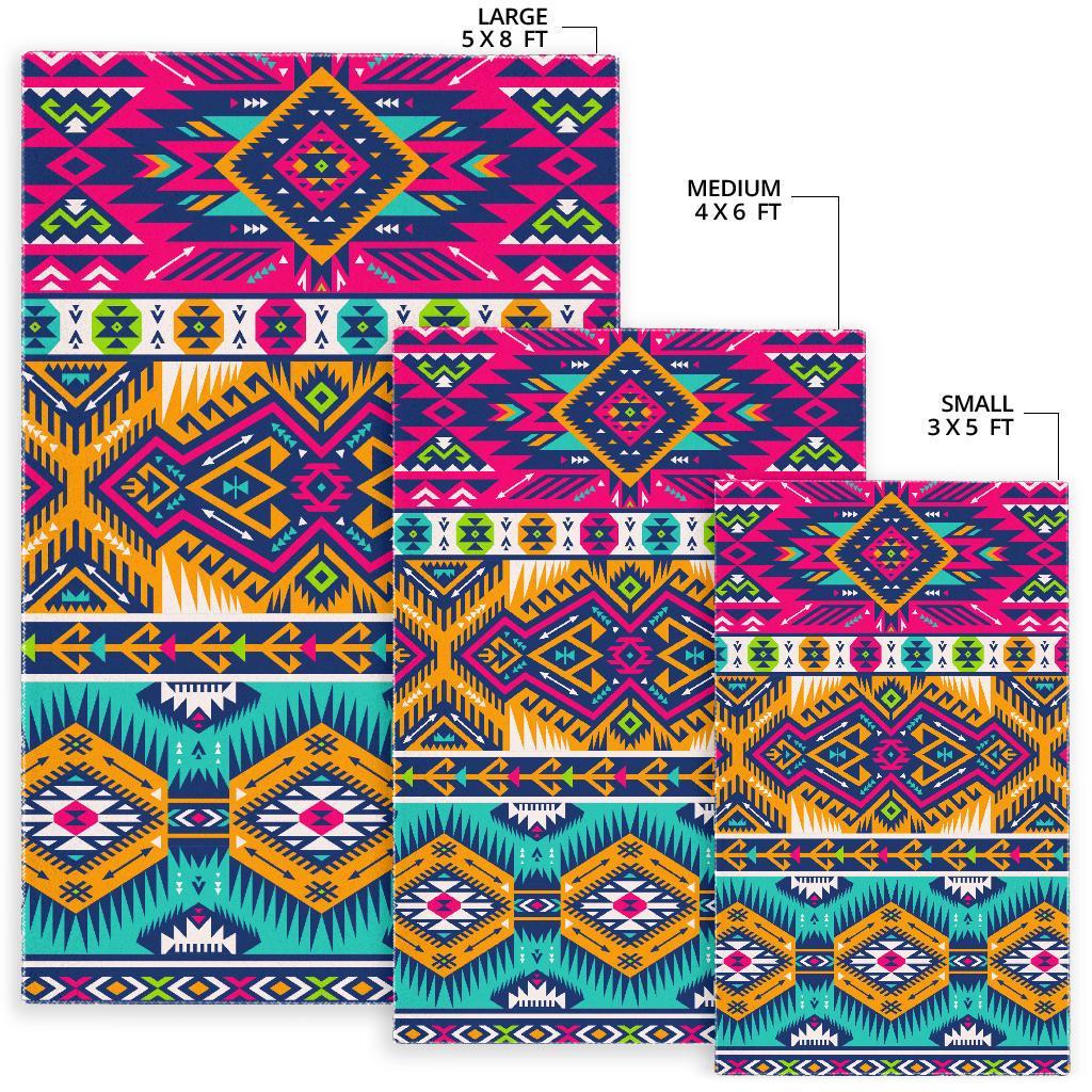 Bright Colors Aztec Pattern Print Area Rug