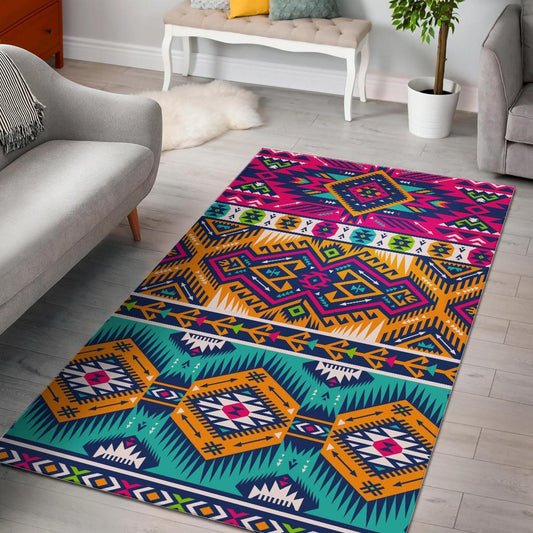 Bright Colors Aztec Pattern Print Area Rug