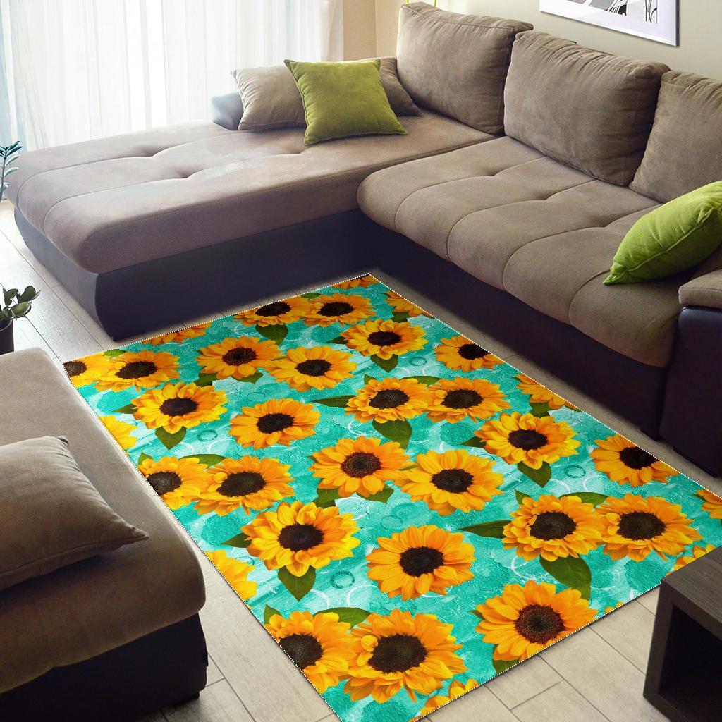 Bright Sunflower Pattern Print Area Rug