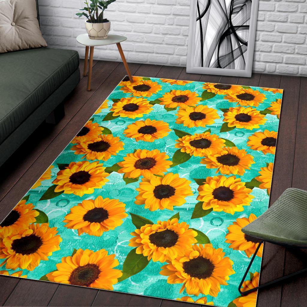 Bright Sunflower Pattern Print Area Rug