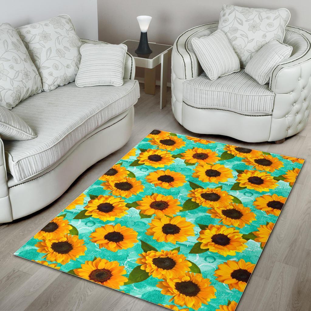 Bright Sunflower Pattern Print Area Rug
