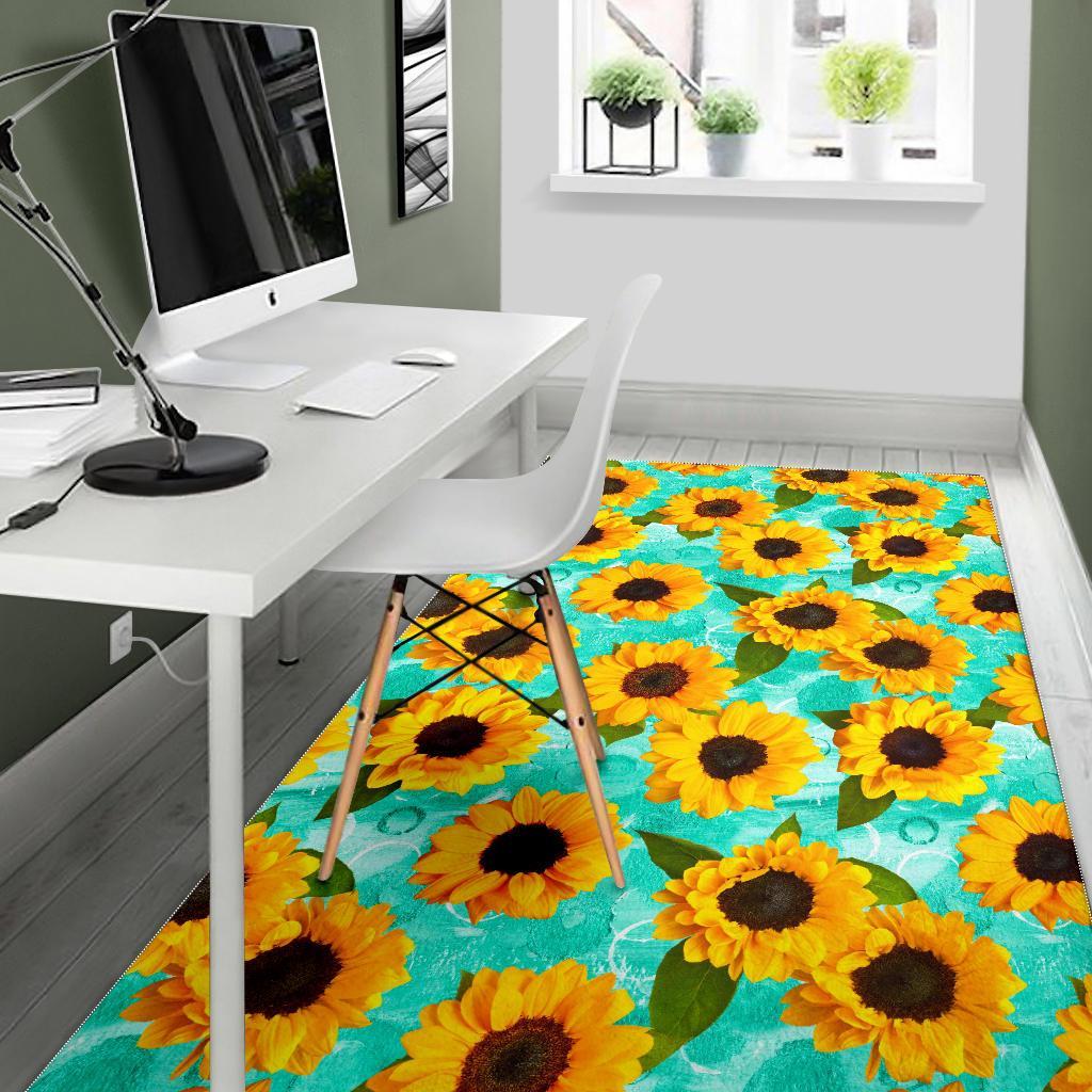 Bright Sunflower Pattern Print Area Rug