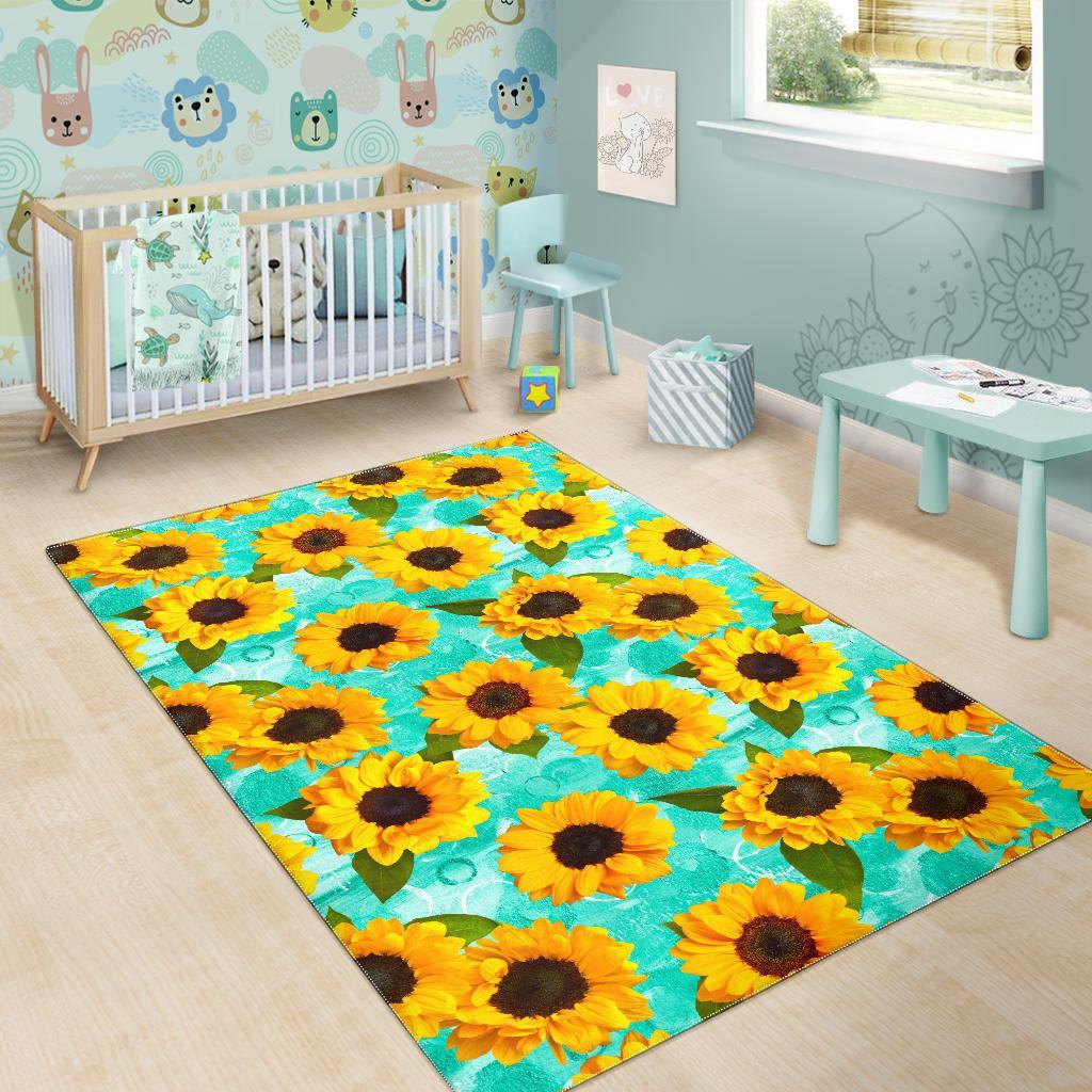 Bright Sunflower Pattern Print Area Rug
