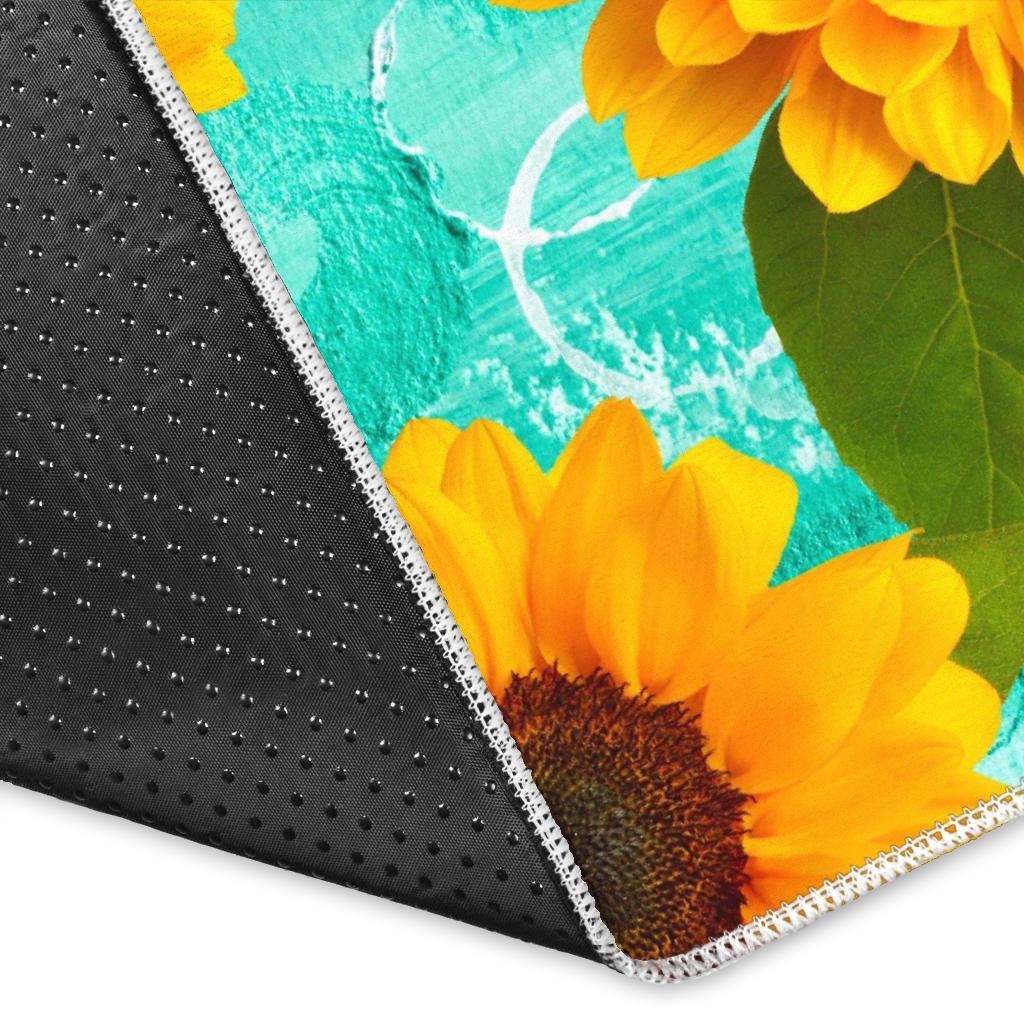 Bright Sunflower Pattern Print Area Rug