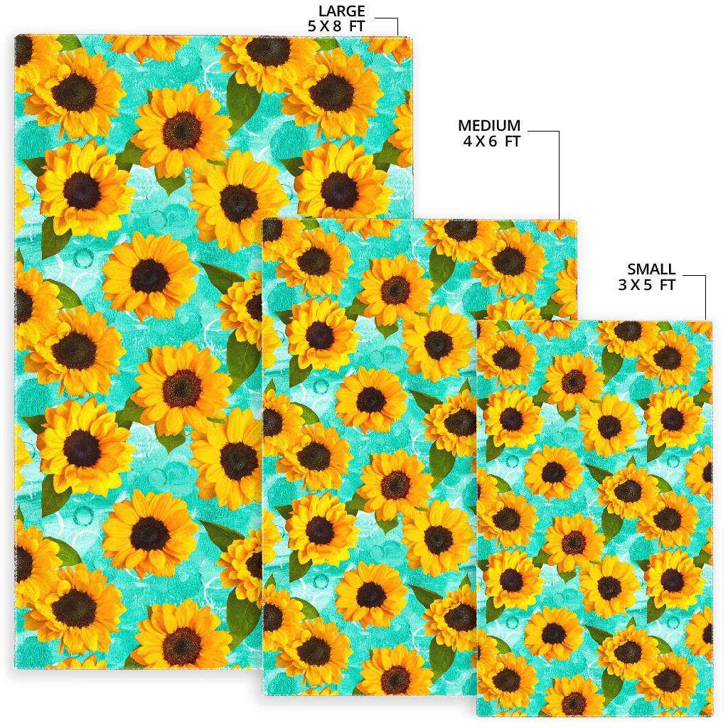 Bright Sunflower Pattern Print Area Rug