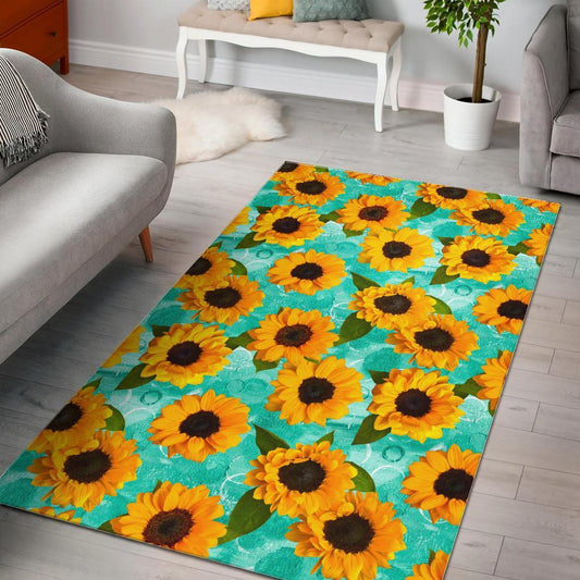 Bright Sunflower Pattern Print Area Rug