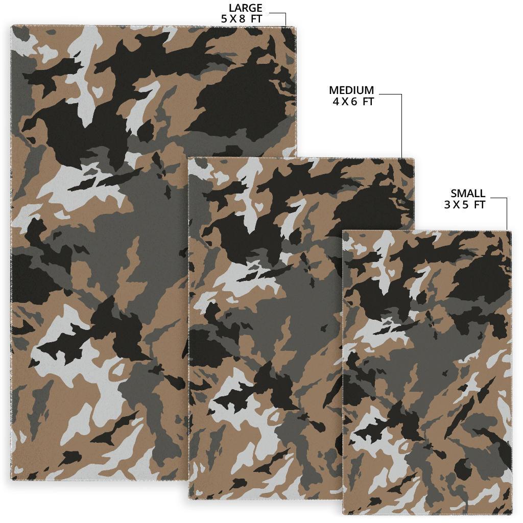 Brown And Black Camouflage Print Area Rug