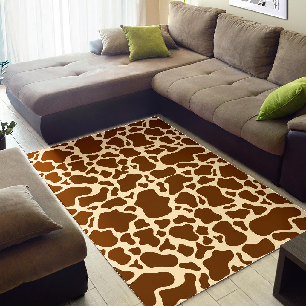 Brown Cow Print Area Rug