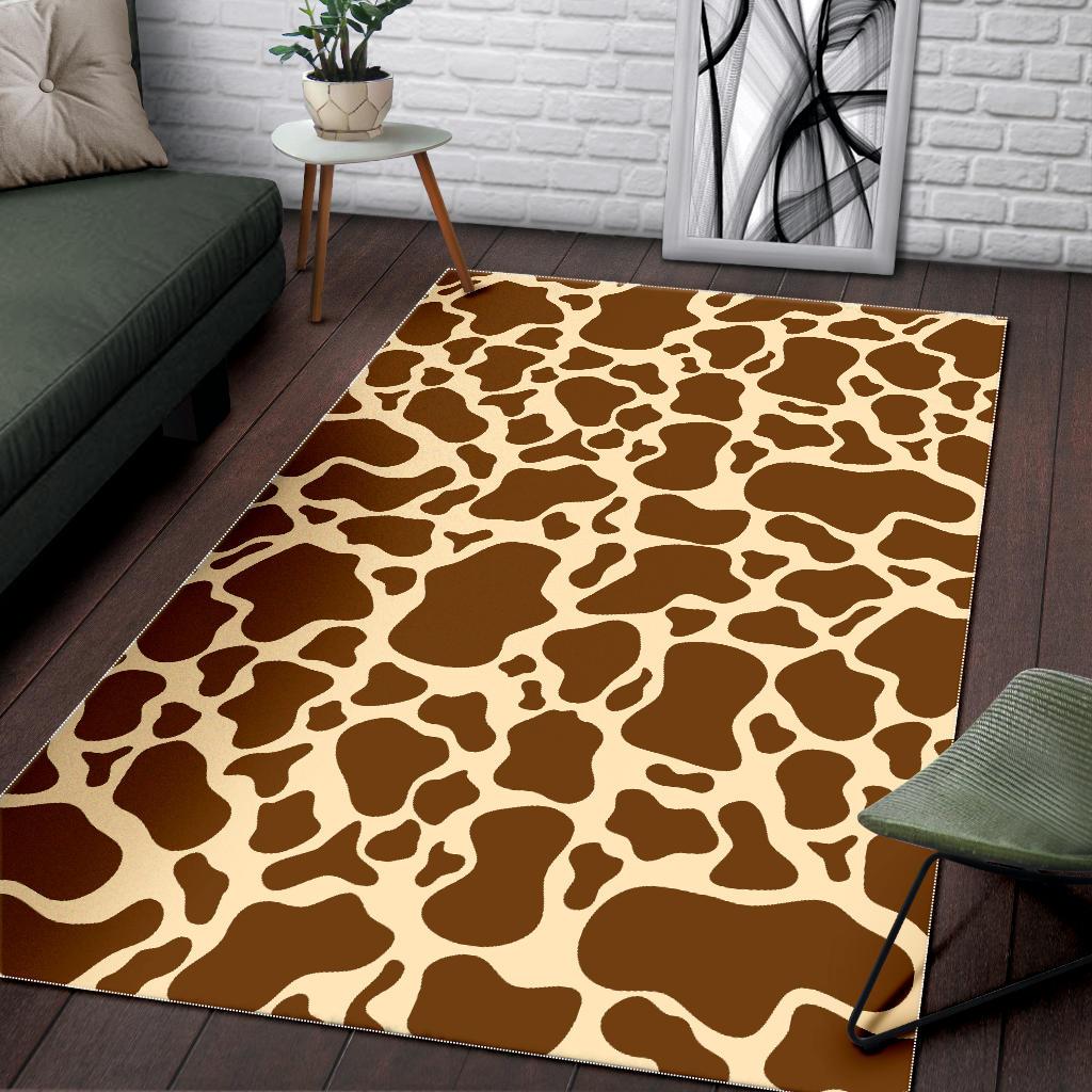 Brown Cow Print Area Rug