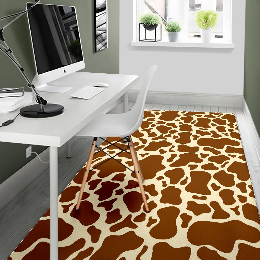 Brown Cow Print Area Rug
