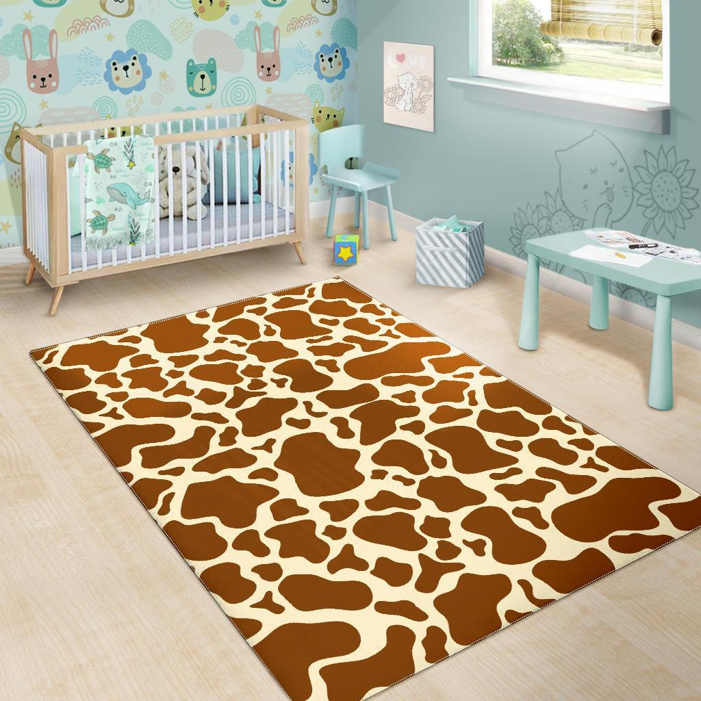 Brown Cow Print Area Rug