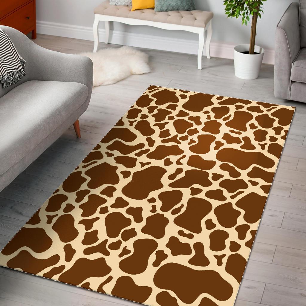 Brown Cow Print Area Rug