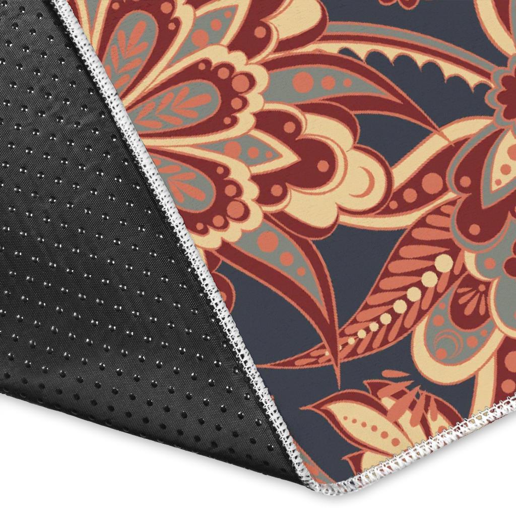 Brown Floral Bohemian Pattern Print Area Rug