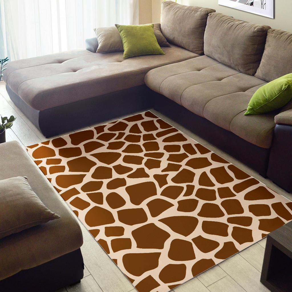Brown Giraffe Pattern Print Area Rug