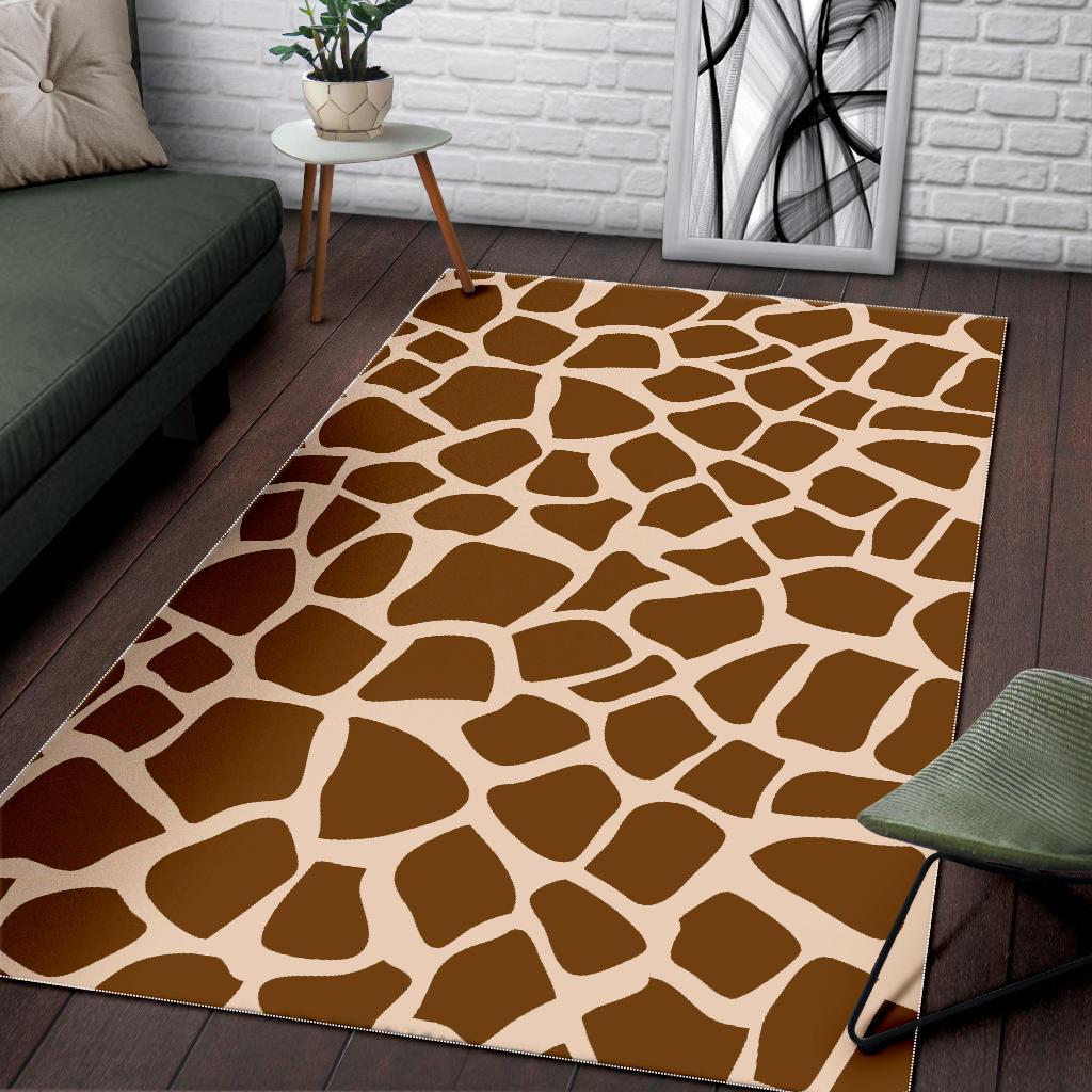 Brown Giraffe Pattern Print Area Rug