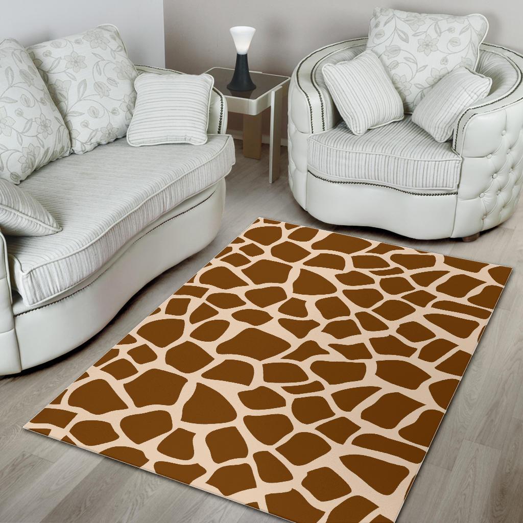 Brown Giraffe Pattern Print Area Rug