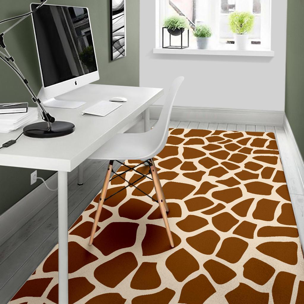 Brown Giraffe Pattern Print Area Rug
