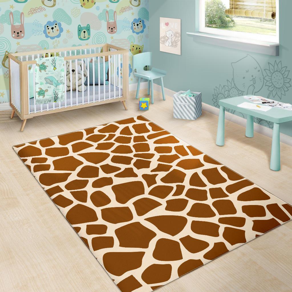Brown Giraffe Pattern Print Area Rug