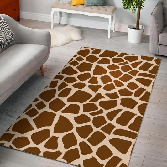 Brown Giraffe Pattern Print Area Rug