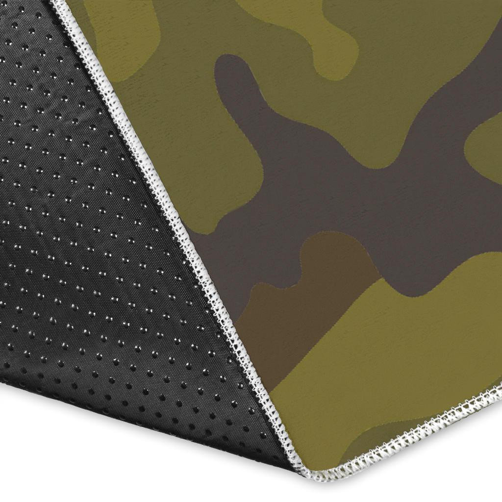 Brown Green Camouflage Print Area Rug