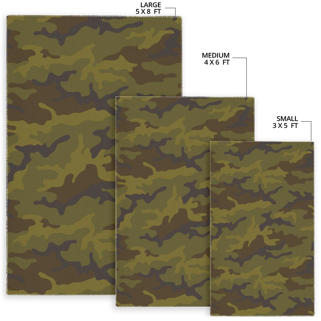Brown Green Camouflage Print Area Rug