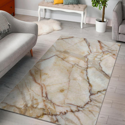 Brown Marble Print Area Rug