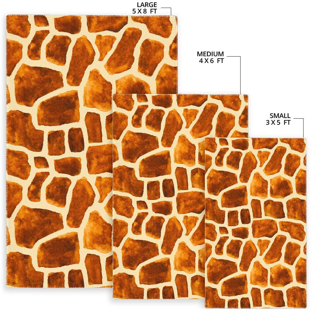 Brown Watercolor Giraffe Pattern Print Area Rug