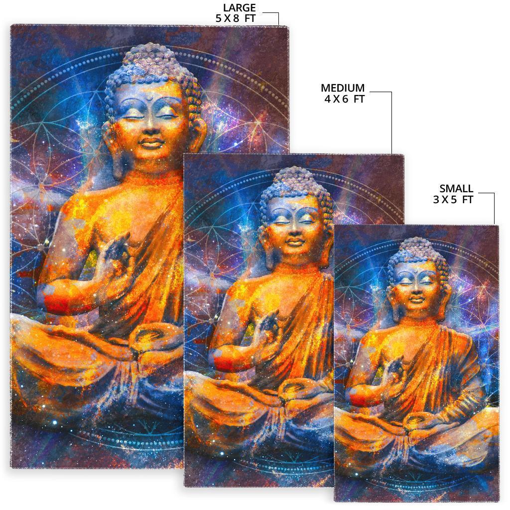 Buddha Statue Mandala Print Area Rug