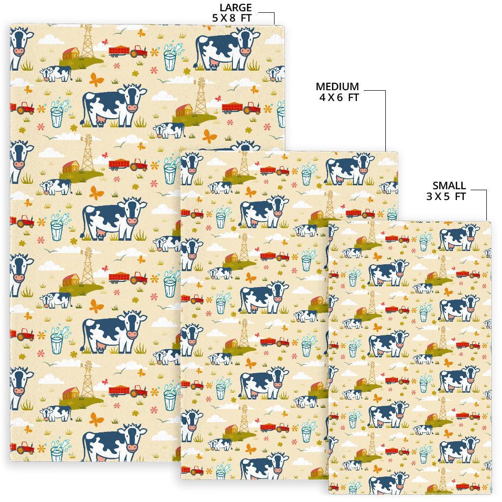 Cartoon Dairy Cow Farm Pattern Print Area Rug